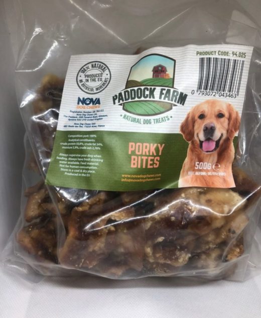 Porky Bites – 100% Pork Dog Chew from Paddock Farm